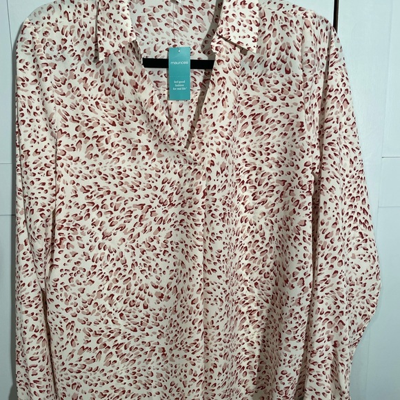 Maurices Cream and Red Patterned Blouse - Picture 5 of 9
